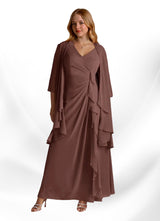 Augday Manuella A-Line V-Neck Pleated Chiffon Dress