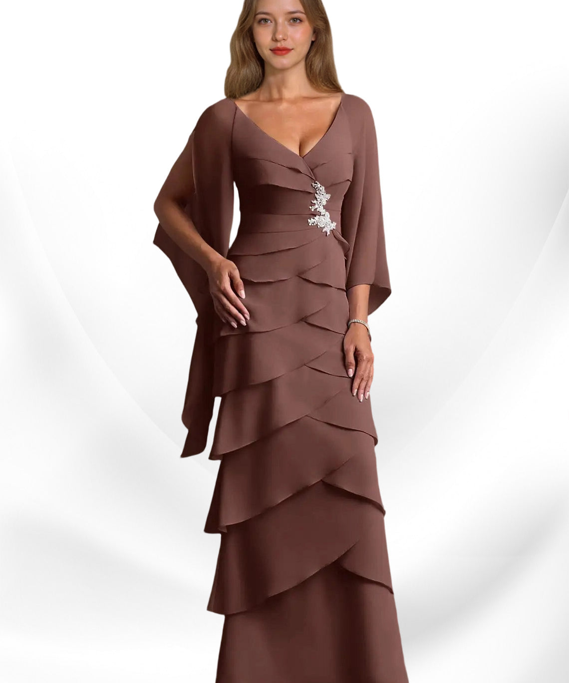 Augday Arabinda Sheath Ruched Chiffon Dress