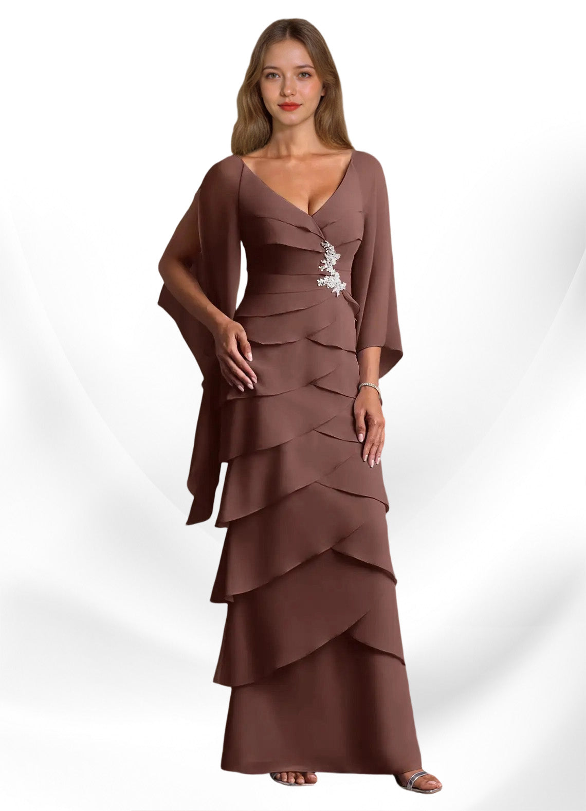 Augday Arabinda Sheath Ruched Chiffon Dress