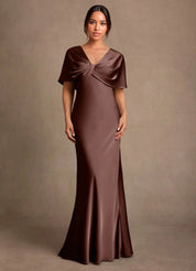 Augday Dosia Sheath Pleated Stretch Satin Dress