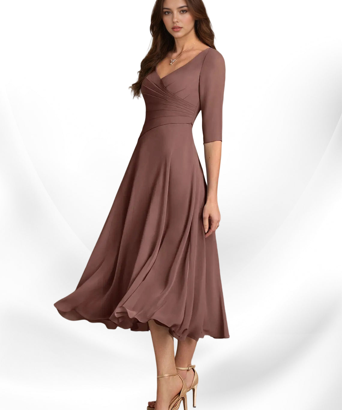 Augay Durant A-Line Pleated Chiffon Dress