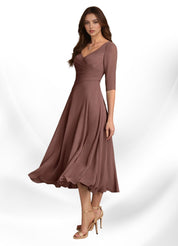 Augay Durant A-Line Pleated Chiffon Dress