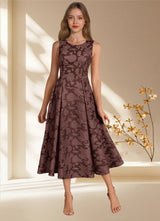 Augday Fulton A-Line Pleated Floral Burnout Dress
