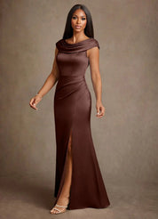 Augday Irvine A-Line Pleated Stretch Satin Dress