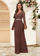 Augday Belinda A-Line V-Neck Pleated Chiffon Dress