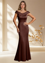 Augday Aberdeen Sheath Pleated Stretch Satin Dress