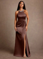 Augday Lawrence A-Line Pleated Stretch Satin Dress