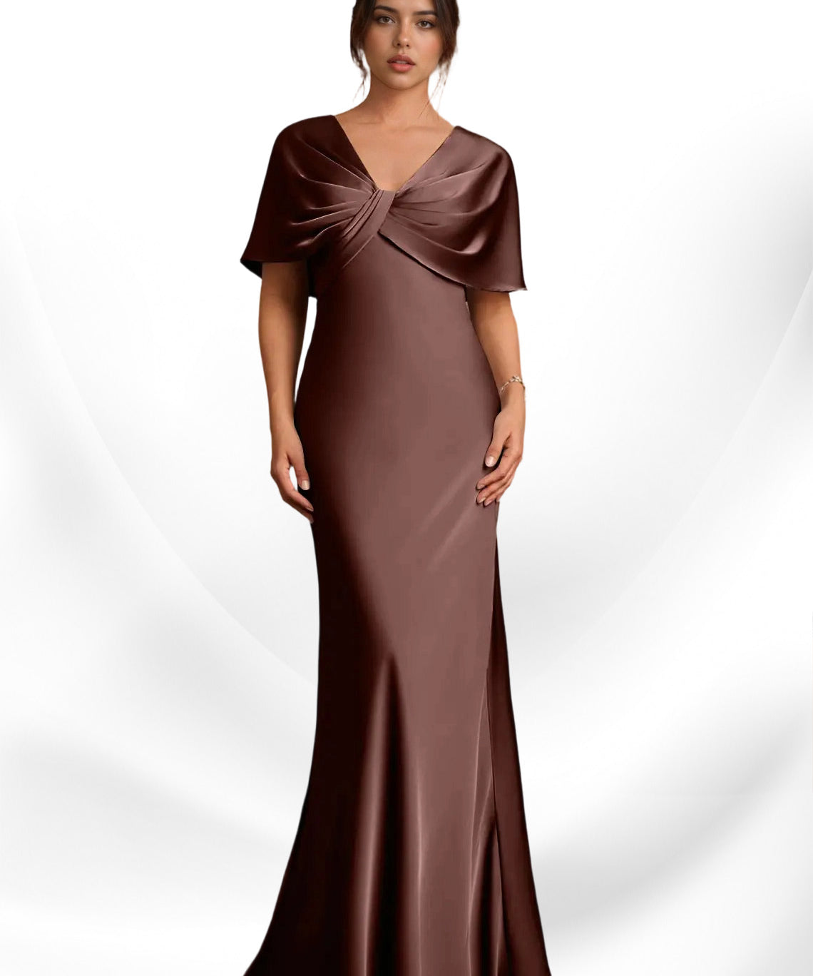 Augday Dosia Sheath Pleated Stretch Satin Dress