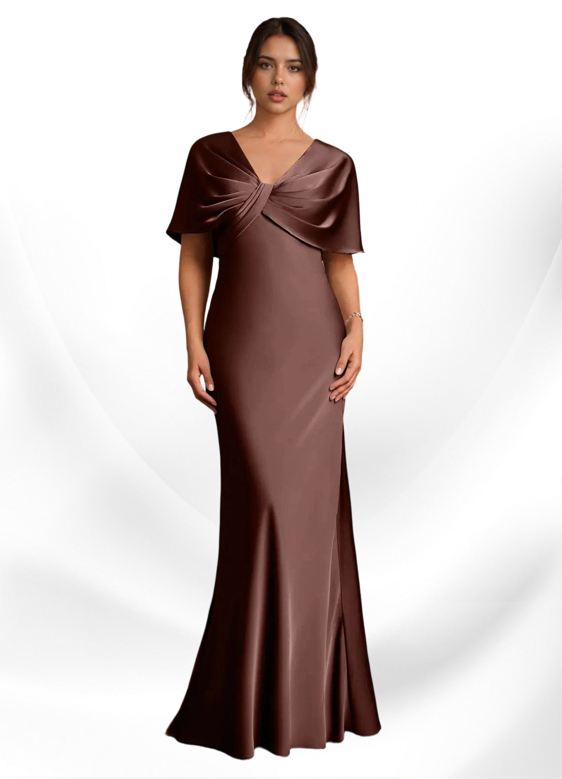 Augday Dosia Sheath Pleated Stretch Satin Dress