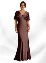 Augday Dosia Sheath Pleated Stretch Satin Dress