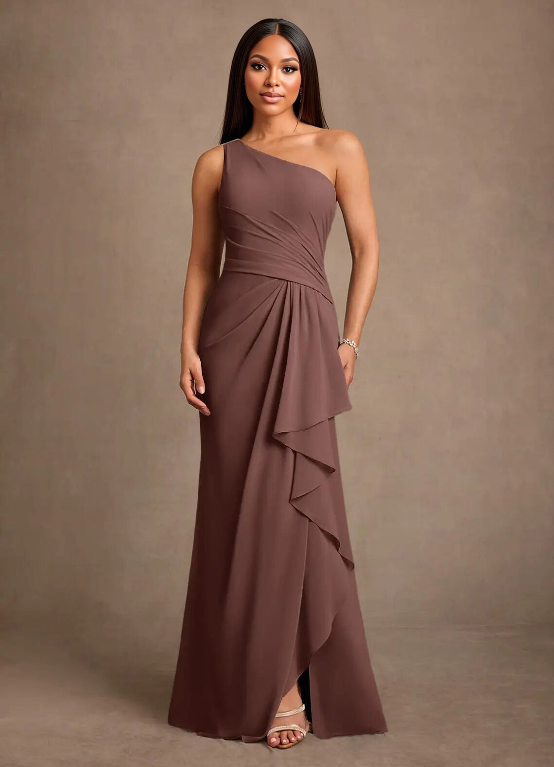 Augday Floy Sheath One Shoulder Chiffon Dress