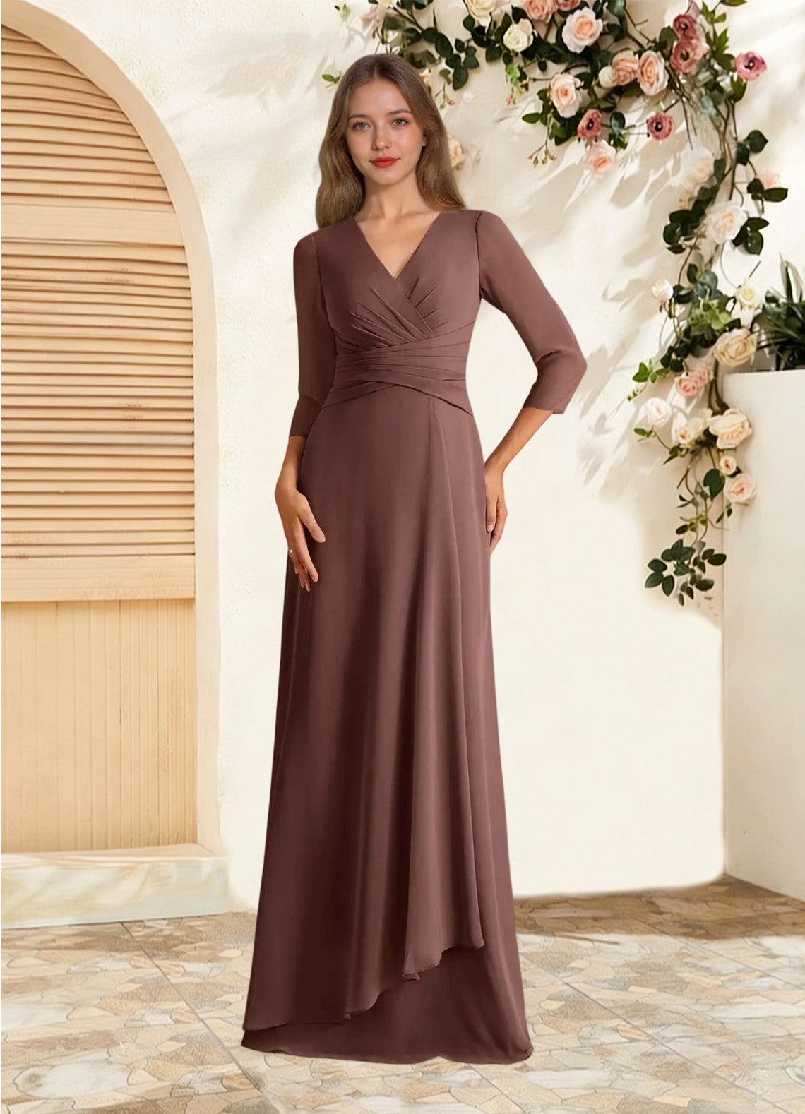 Augday Mayfield A-Line Pleated Chiffon Dress