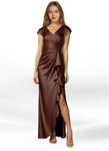 Augday Anderson A-Line Pleated Stretch Satin Dress