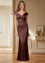 Augday Ludlow Mermaid Pleated Stretch Satin Dress