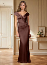 Augday Ludlow Mermaid Pleated Stretch Satin Dress