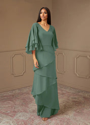 Augday OHara A-Line V-Neck Chiffon Dress