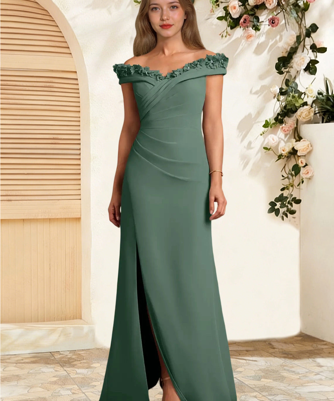 Augday Jettie Sheath Pleated Chiffon Dress