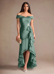Augday Billings Mermaid Off the Shoulder Stretch Satin Dress