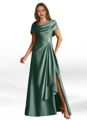 Augday Branford A-Line Pleated Stretch Satin Dress