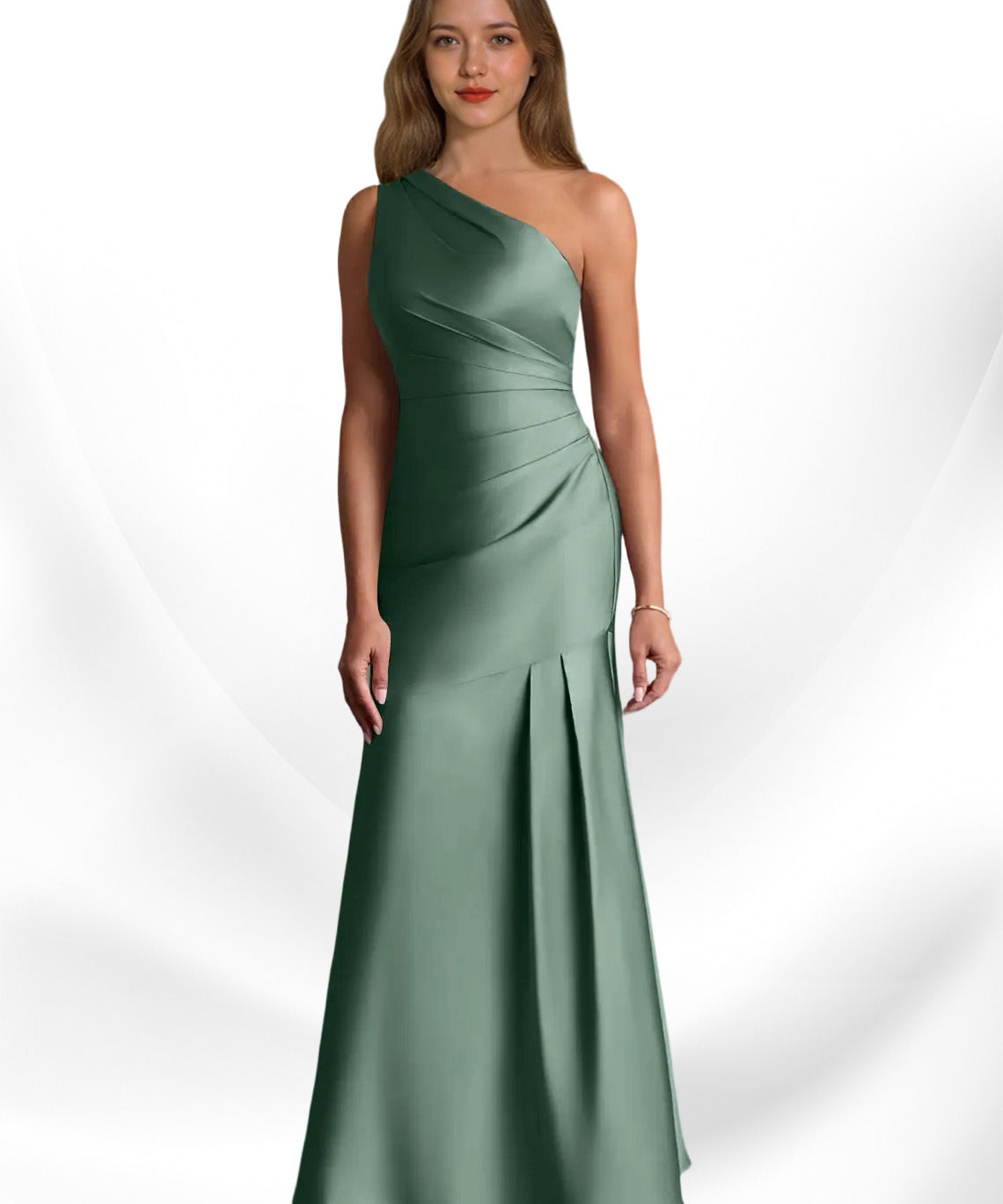 Augday Haifa Mermaid One Shoulder Stretch Satin Dress