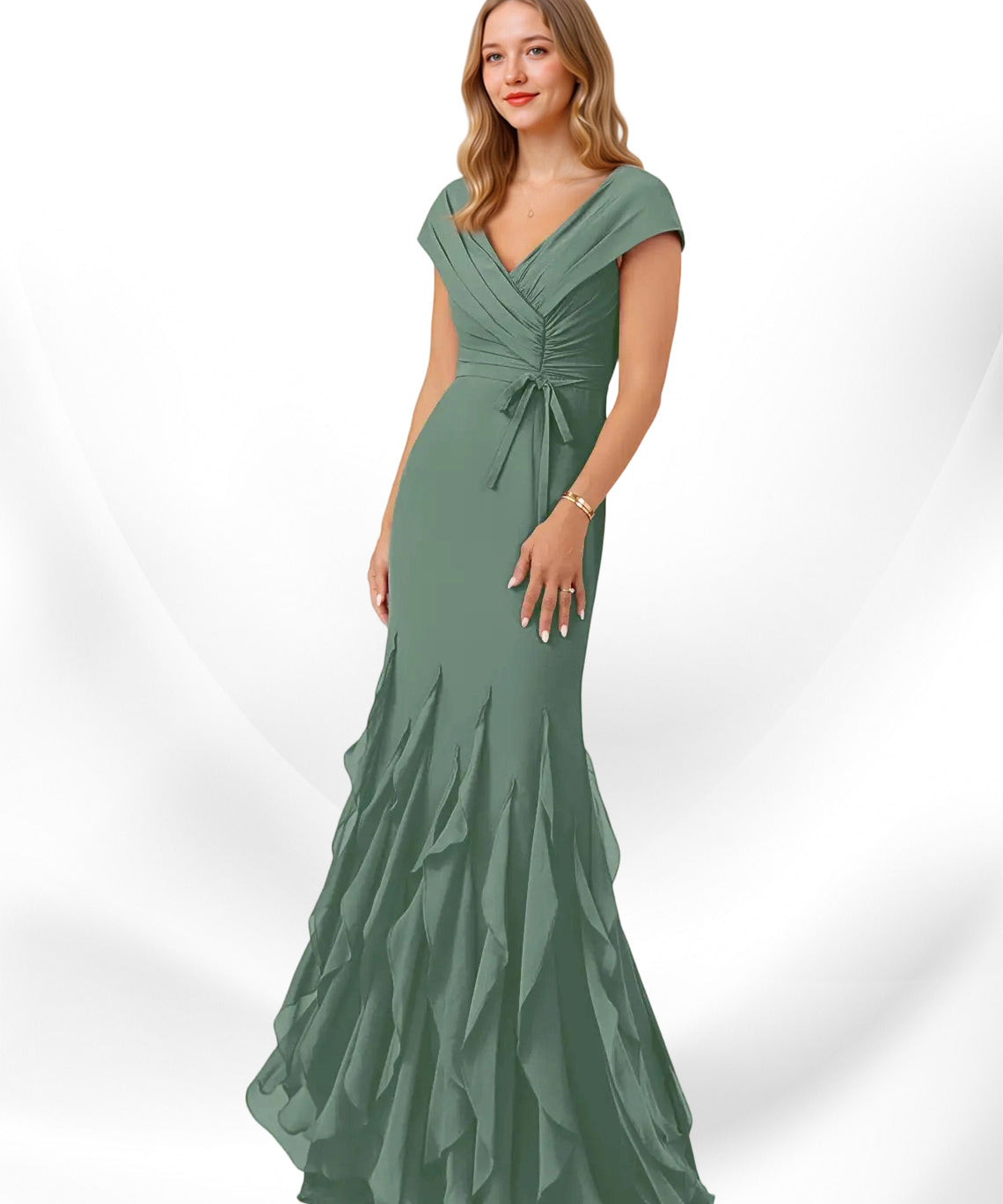 Augday Bailora Mermaid Ruched Chiffon Dress
