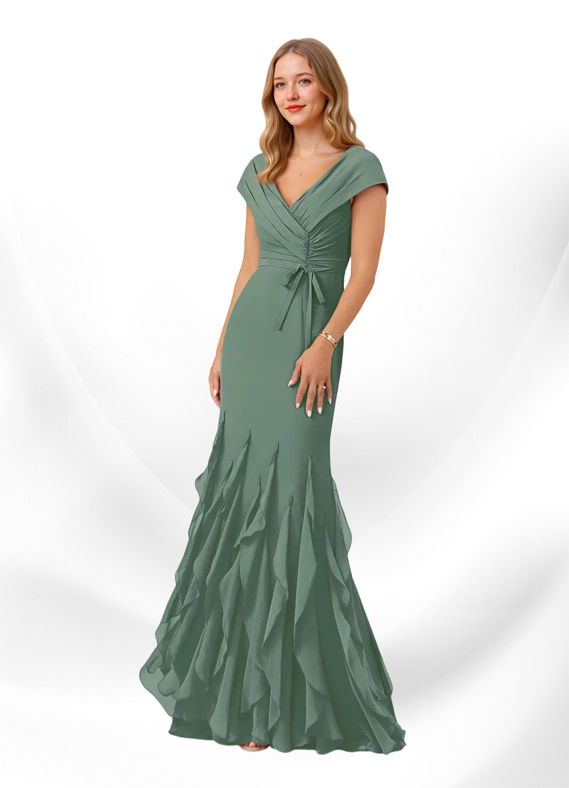 Augday Bailora Mermaid Ruched Chiffon Dress