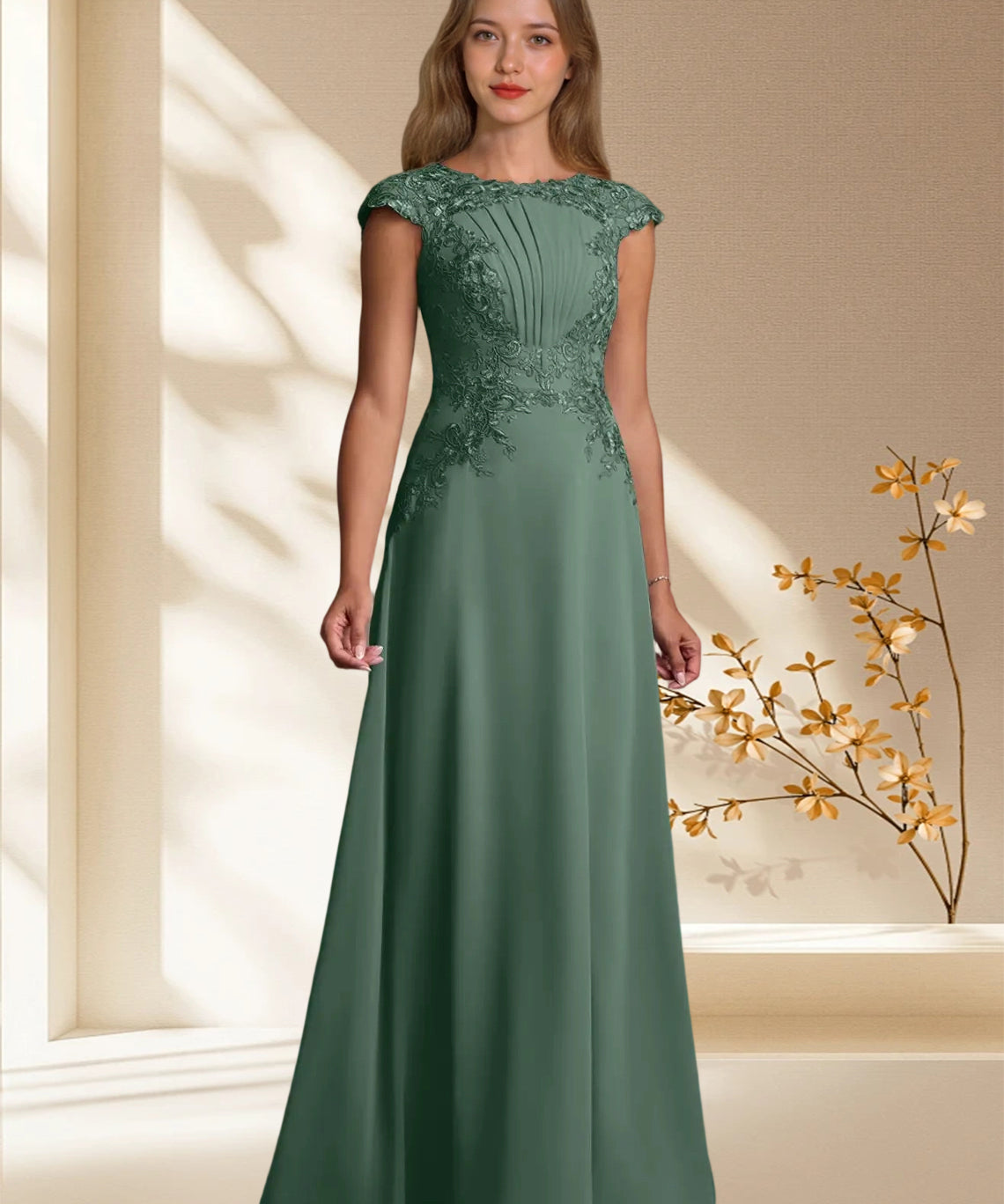 Augday Christi A-Line Lace Chiffon Dress