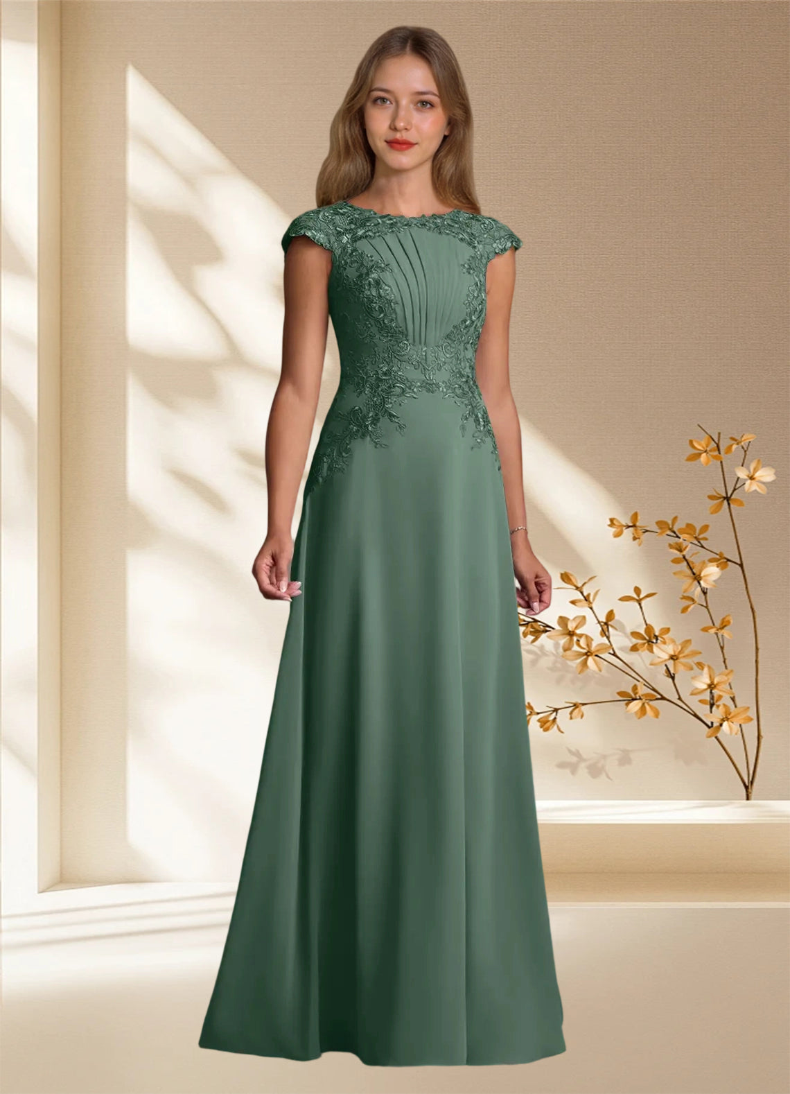 Augday Christi A-Line Lace Chiffon Dress