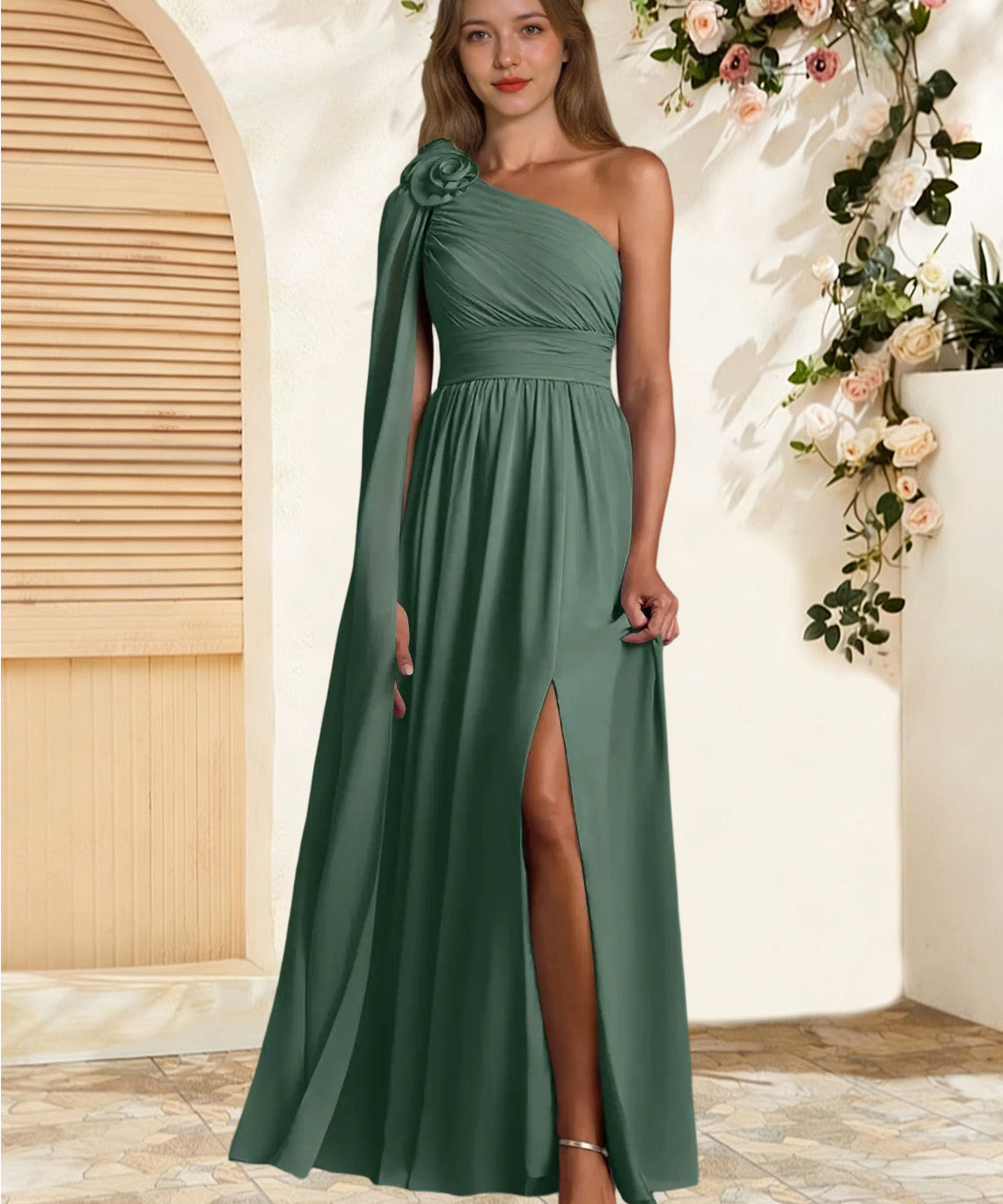 Augday Lancaster A-Line One Shoulder Chiffon Dress