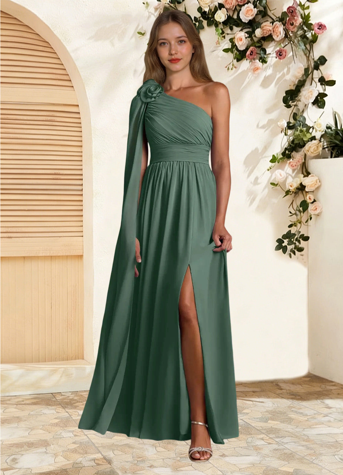 Augday Lancaster A-Line One Shoulder Chiffon Dress