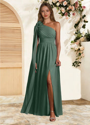 Augday Lancaster A-Line One Shoulder Chiffon Dress