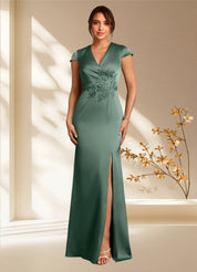 Augday Rilda Sheath Lace Stretch Satin Dress