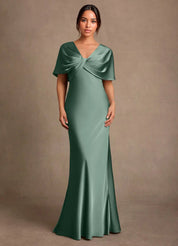 Augday Dosia Sheath Pleated Stretch Satin Dress