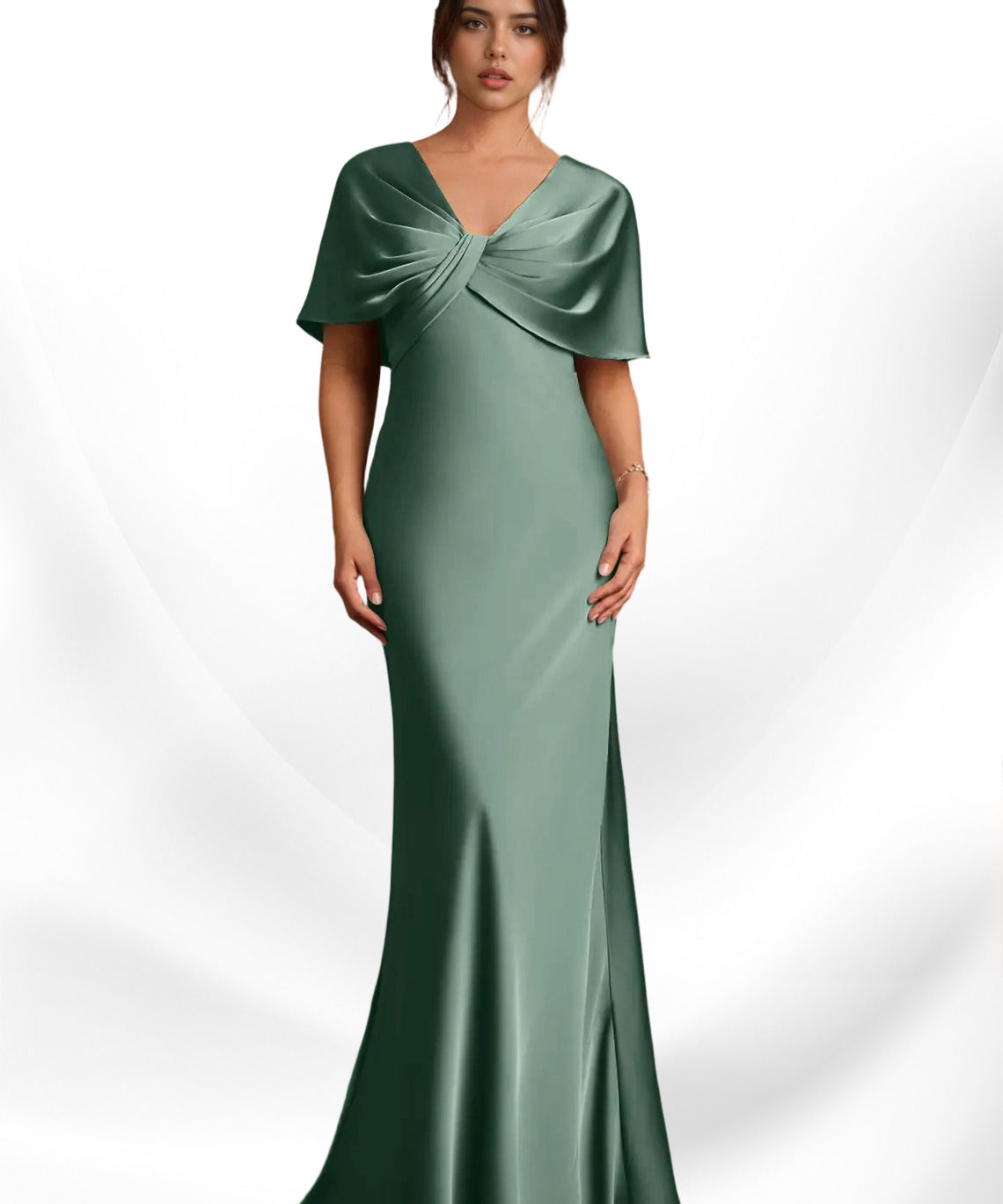 Augday Dosia Sheath Pleated Stretch Satin Dress