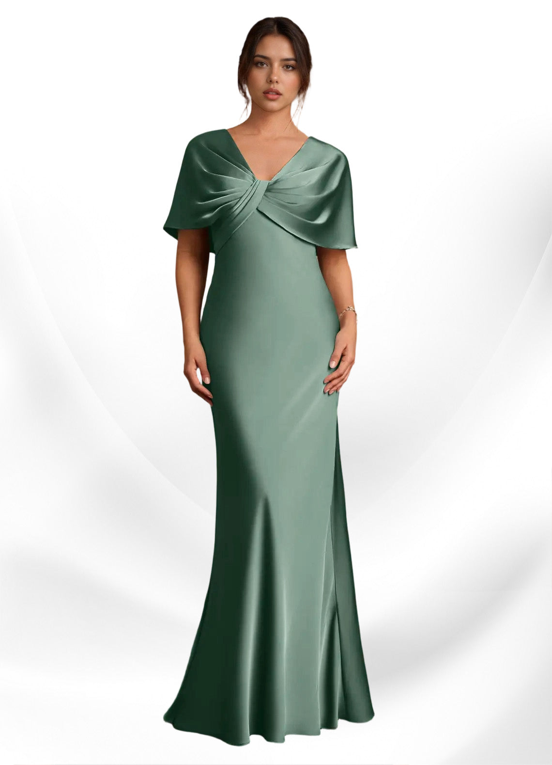 Augday Dosia Sheath Pleated Stretch Satin Dress