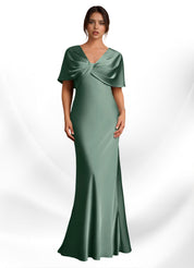 Augday Dosia Sheath Pleated Stretch Satin Dress