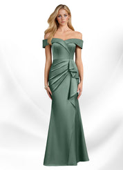 Augday Laredo Mermaid Off the Shoulder Stretch Satin Dress