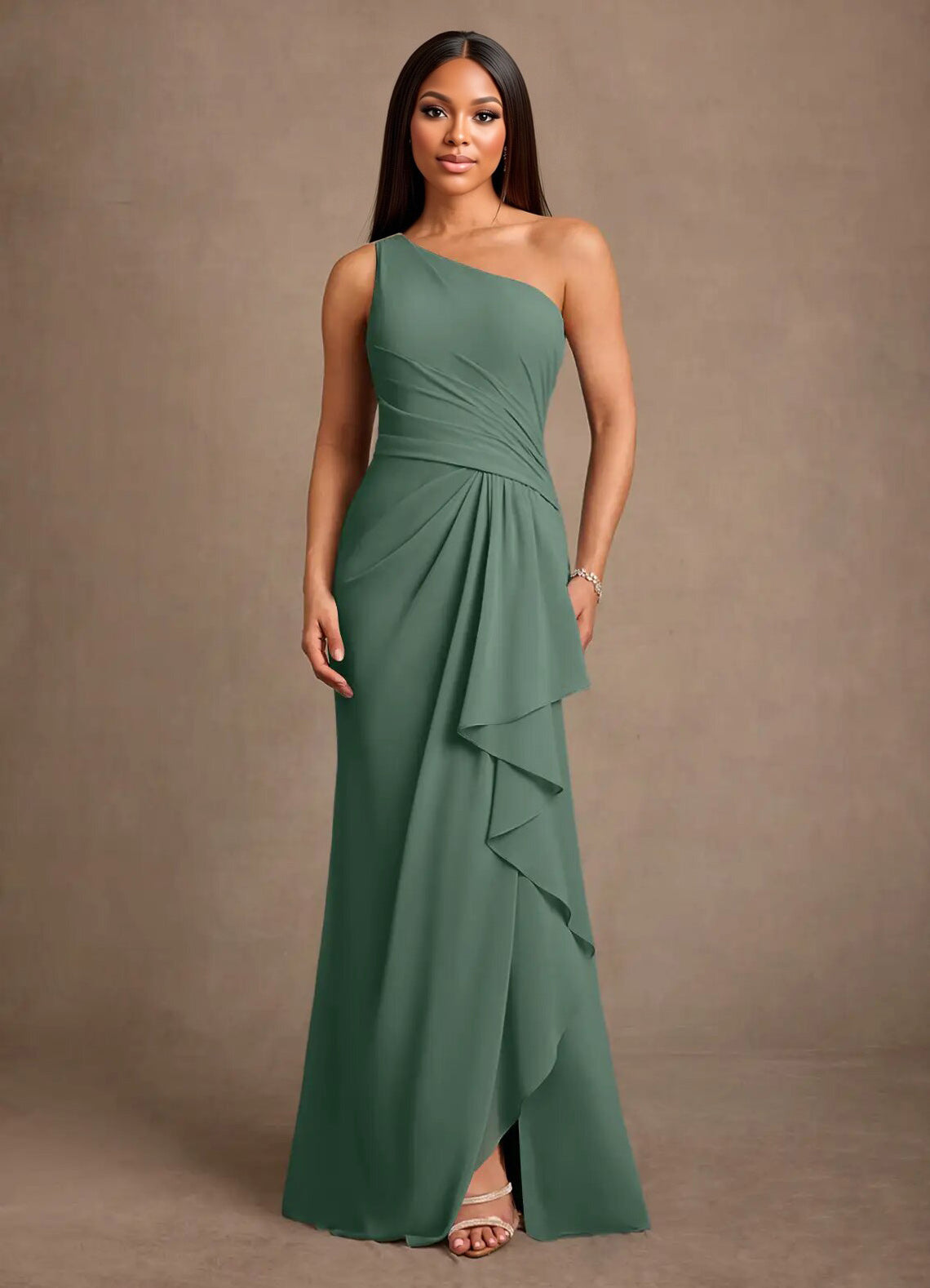 Augday Floy Sheath One Shoulder Chiffon Dress