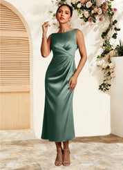 Augday Mazhe A-Line Pleated Stretch Satin Dress