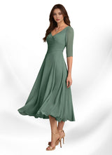 Augay Durant A-Line Pleated Chiffon Dress