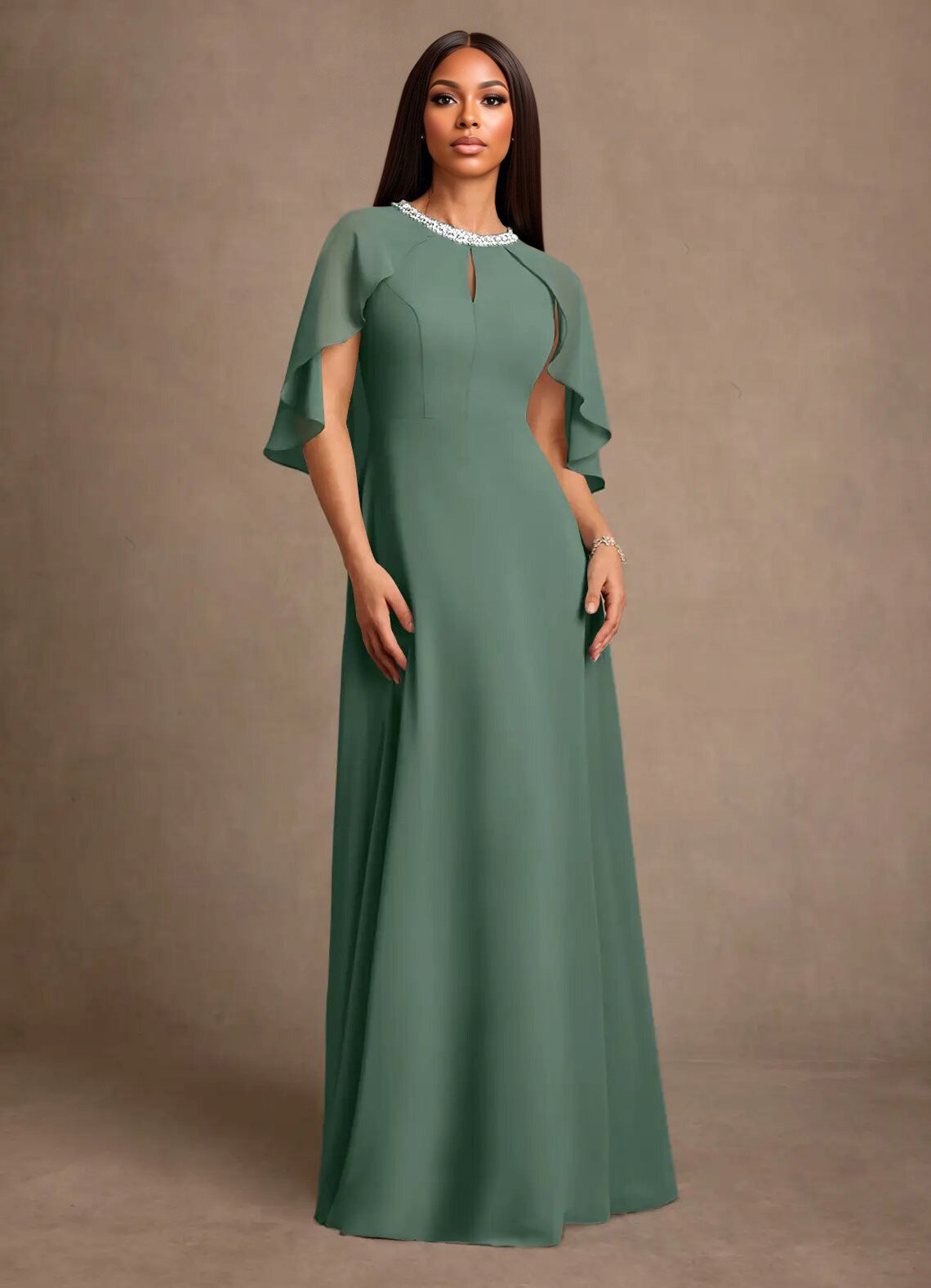 Augday Winnifred A-Line Beaded Chiffon Dress