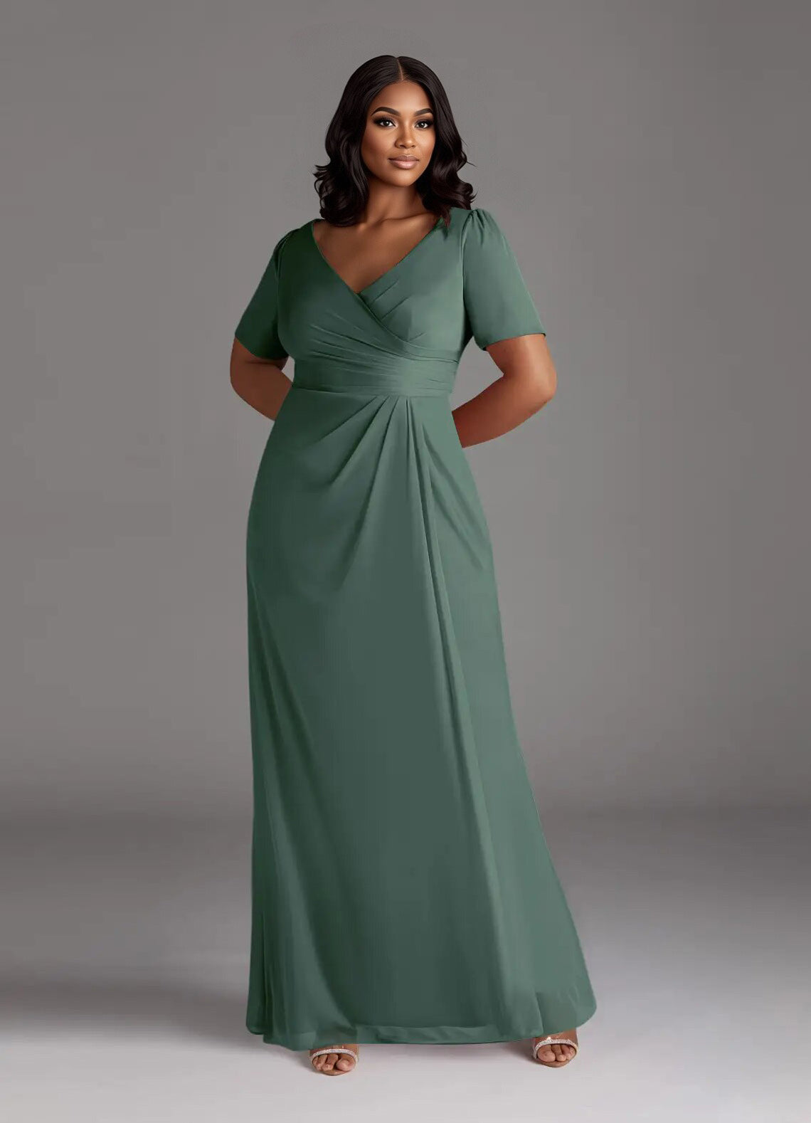 Augday Bessie A-Line Pleated Mesh Dress Plus Size