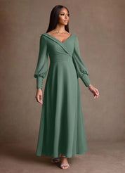 Augday Paterson A-Line Pleated Chiffon Dress