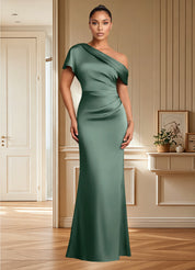 Augday Rutha Sheath One Shoulder Stretch Satin Dress