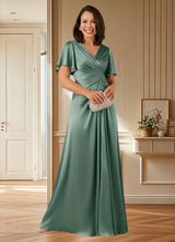 Augday Emmeline A-Line Pleated Stretch Satin Dress