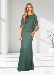 Augday Belladonna Mermaid Scoop Pleated Mesh Dress