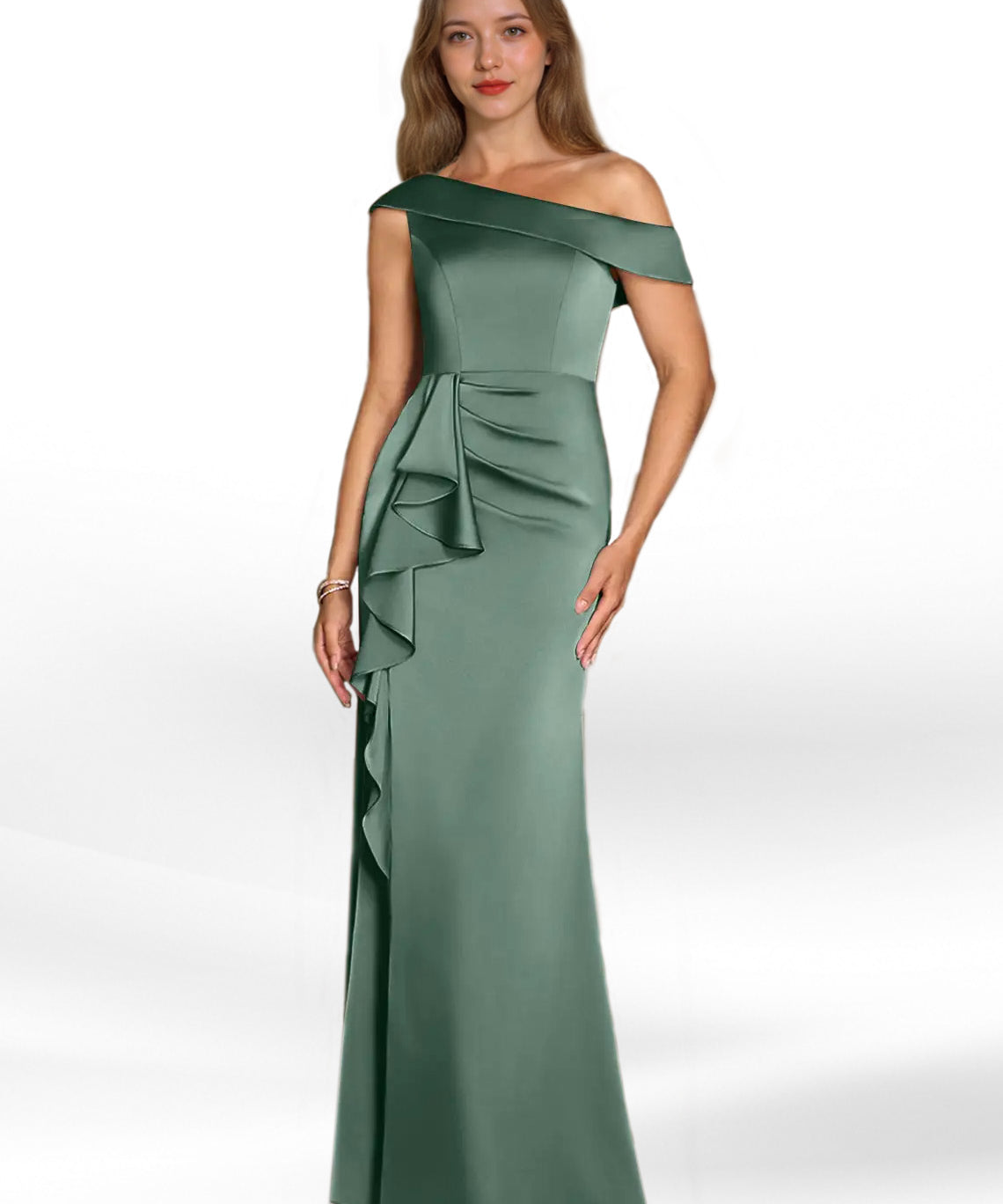 Augday Hamptons A-Line Pleated Stretch Satin Dress