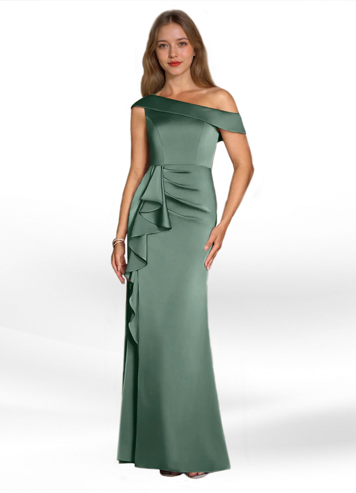 Augday Hamptons A-Line Pleated Stretch Satin Dress