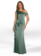 Augday Hamptons A-Line Pleated Stretch Satin Dress