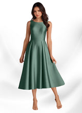 Augday Fulton A-Line Pleated Stretch Satin Dress